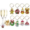 8PCS DIY Diamond Painting Art Santa Wine Glass Charms Snowman Wreath Pendant Kits