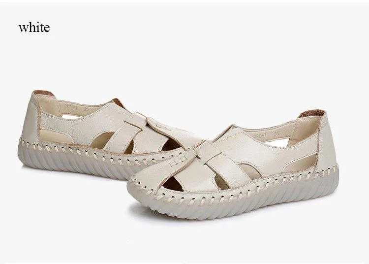 Women’s Summer Beach Retro Hollow Leather Soft Sole Sandals