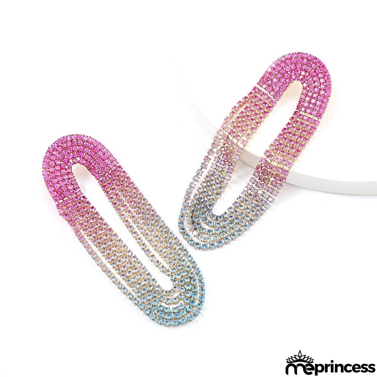 Pattern gradient color rhinestone earings