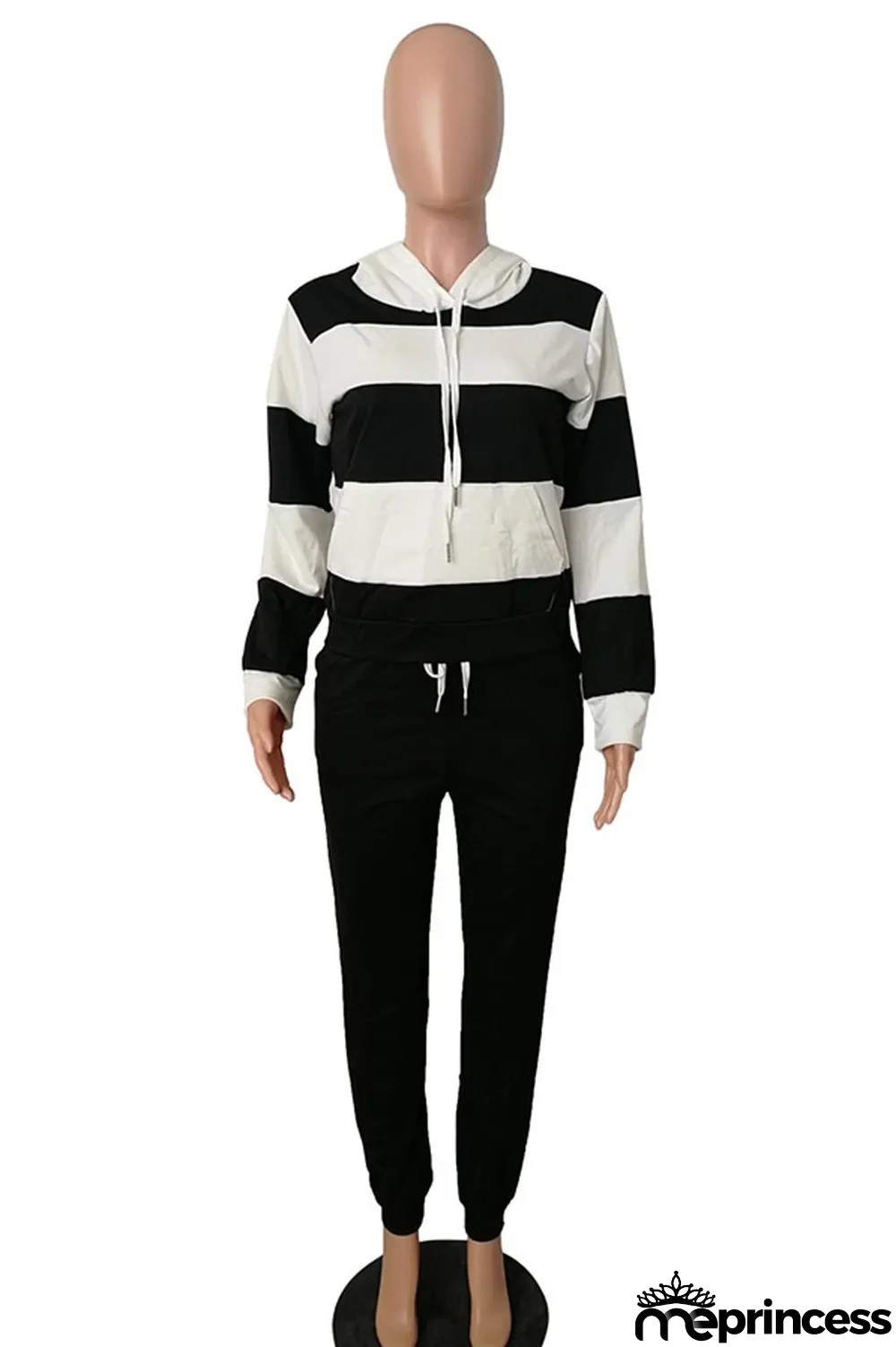 Red Polyester OL Striped Patchwork Print pencil Long Sleeve Two Pieces