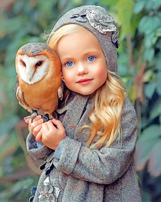 

Girl With An Owl – Paint By Numbers - 40*50CM, 501 Original