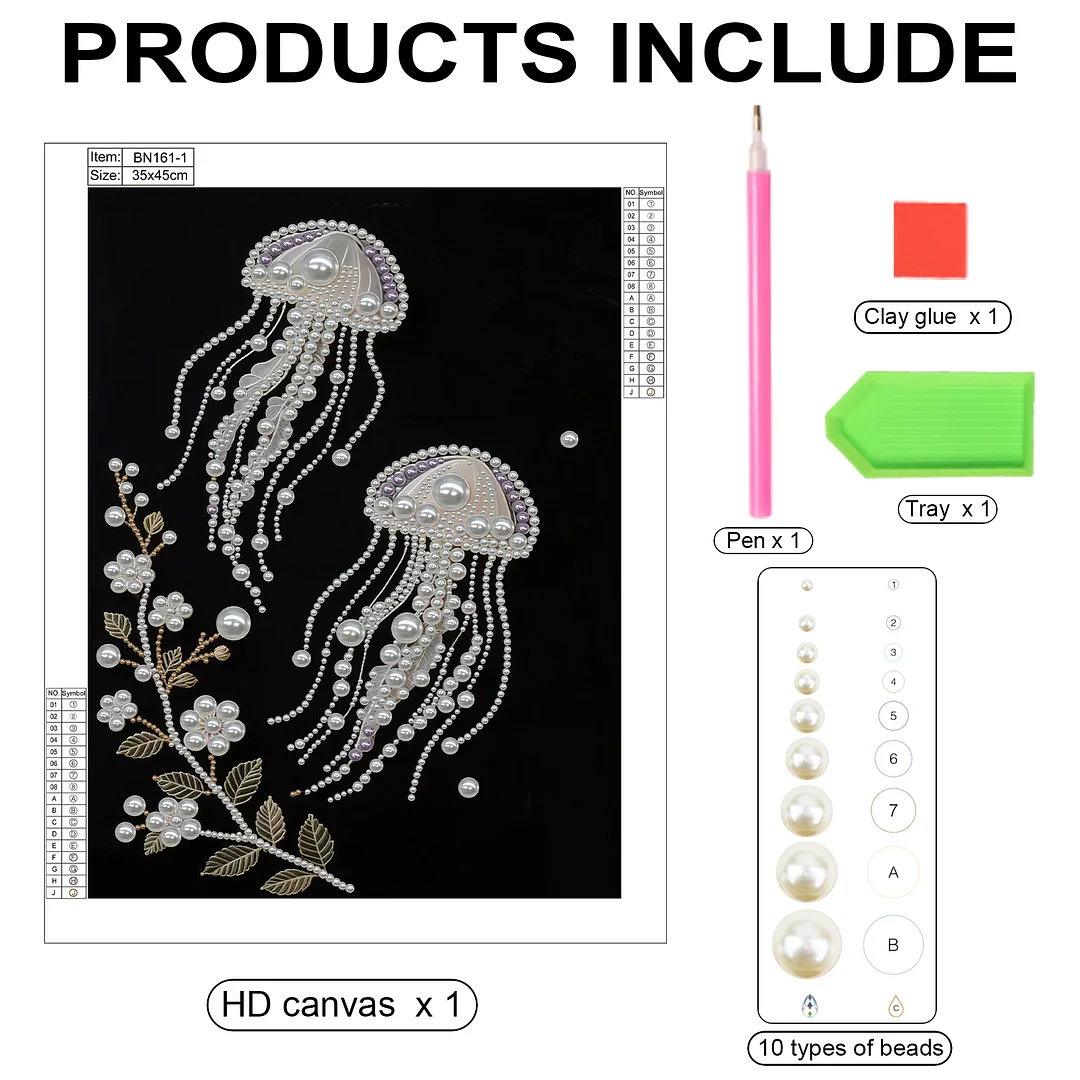 Pink Jellyfish Special Shaped 5D DIY Partial Drill Diamond Painting Kits Wall Decor 35x45cm