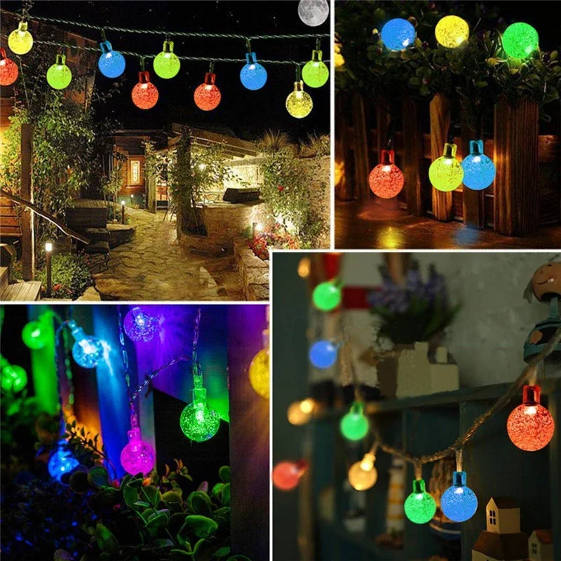 Solar String Lights Outdoor,50Led 23Ft Colour Crystal Globe Lights,for Garden Yard Porch