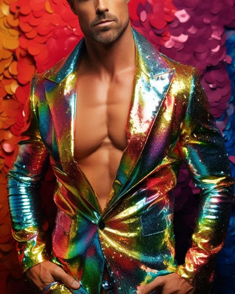 Men's Super Cool Colorful Sequined Blazer