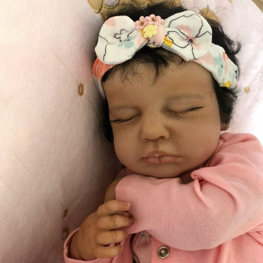 Black 20'' Sleeping Reborn Baby Doll Girl Named Clara With Bottle and Pacifier