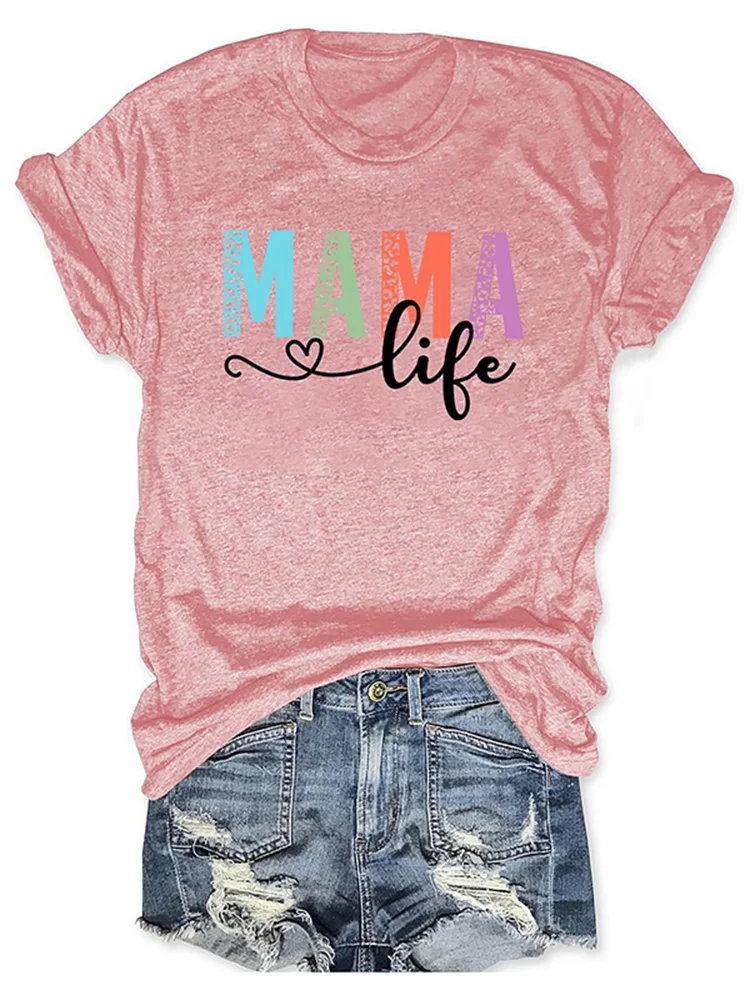 Mama Life Print Casual T-Shirt