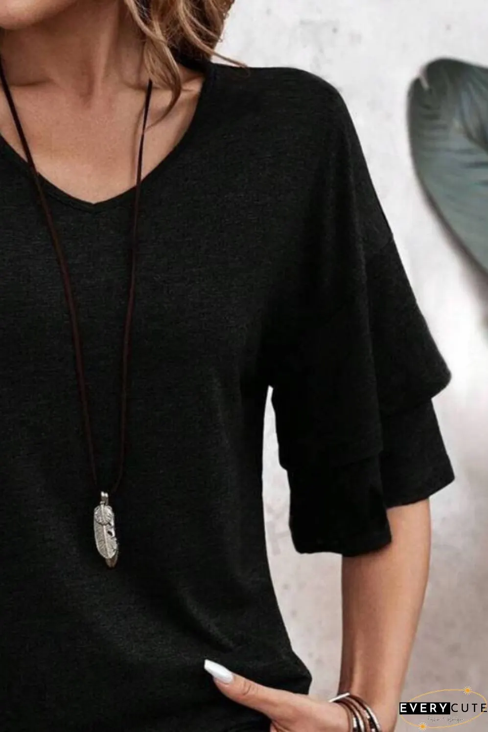 V-Neck Half Sleeve Blouse