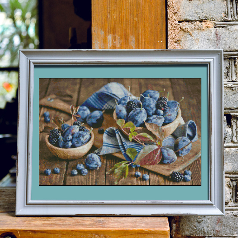 JJ1170-Blueberry and Blackberry Painting Fairy Cross Stitch