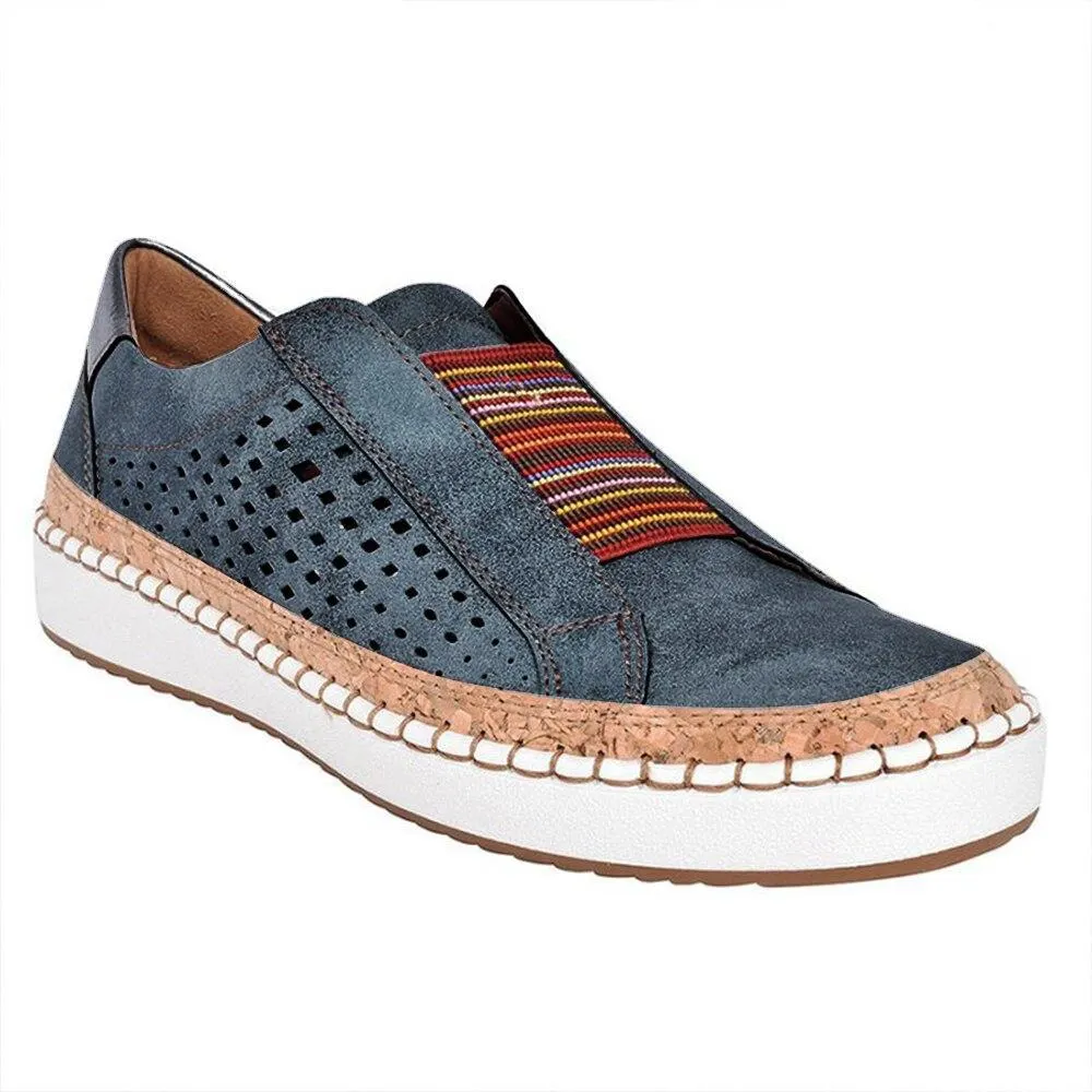 Ladies Breathable Hollow Out Sneakers Casual Round Toe Flat Loafers Comfortable Sneakers Female Plus Size Chaussure Shoes 1021-1