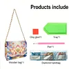 (US Local)DIY Lotus Diamond Art Wooden Coin Pouch with Chain 5D Diamond Painting Purse