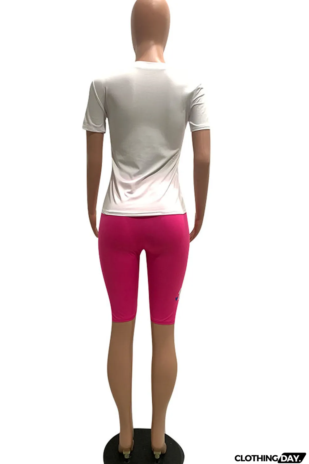 Yellow Fashion Casual Letter Print Two Piece Suits pencil Short Sleeve Two Pieces