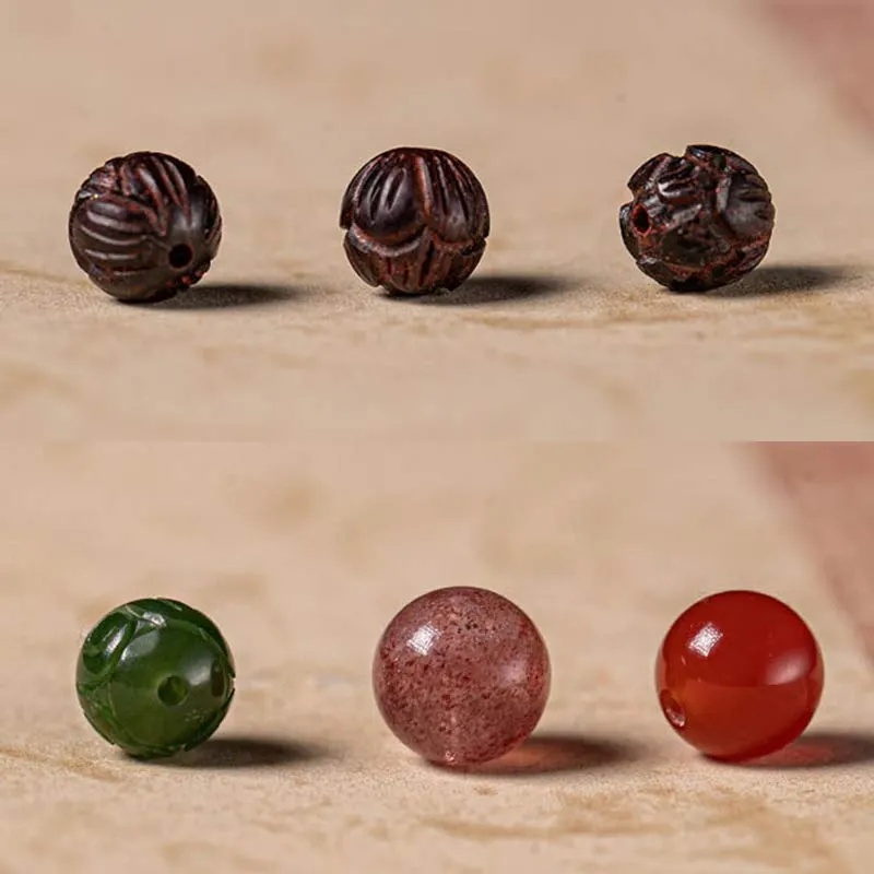 Cinnabar Small Leaf Red Sandalwood Jade Blessing Bracelet
