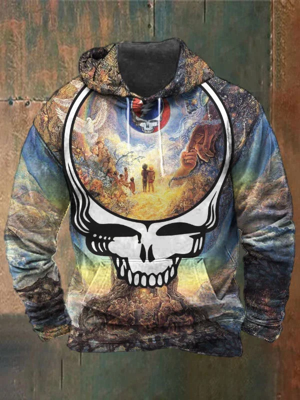 Unisex Skull Print Heavyweight Hoodies