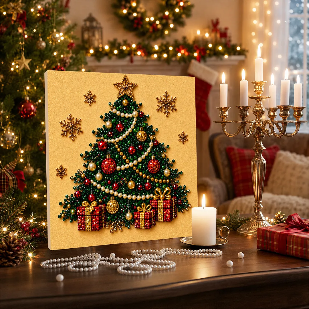Pearl Bead Painting Kit with Frame Christmas Tree 11.81x11.81in