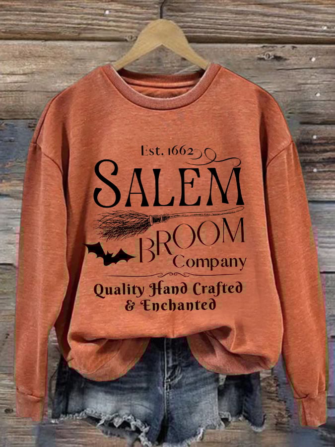 Women's Salem Broom Company Print Round Neck Sweatshirt