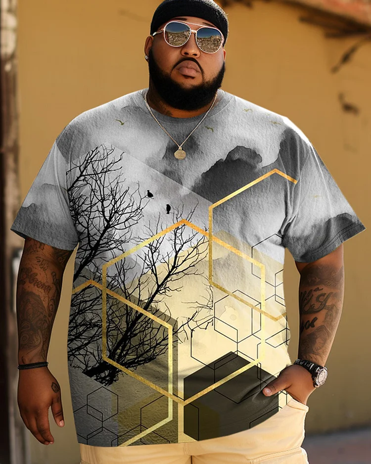 Men's 3D Plus Size Artistic Abstract Print Short Sleeve T-Shirt