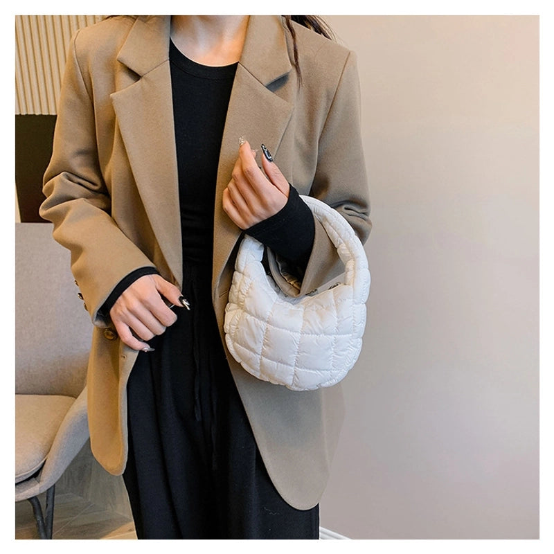 Women’s Small Nylon Solid Color Basic Zipper Cloud Shape Bag