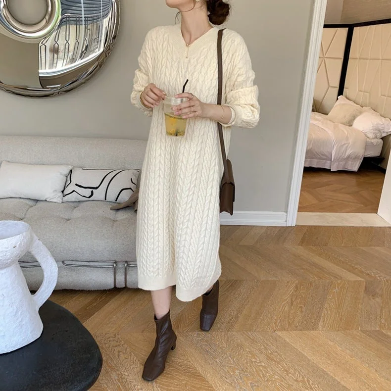 Casual Sweater Dress White Dresses