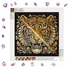Ornate Golden Tiger Face Special Shaped 5D DIY Partial Drill Diamond Painting Kits for Adults Beginners Home Decor Diamonds Dots Gem Art Kits 11.81 X11.81inch