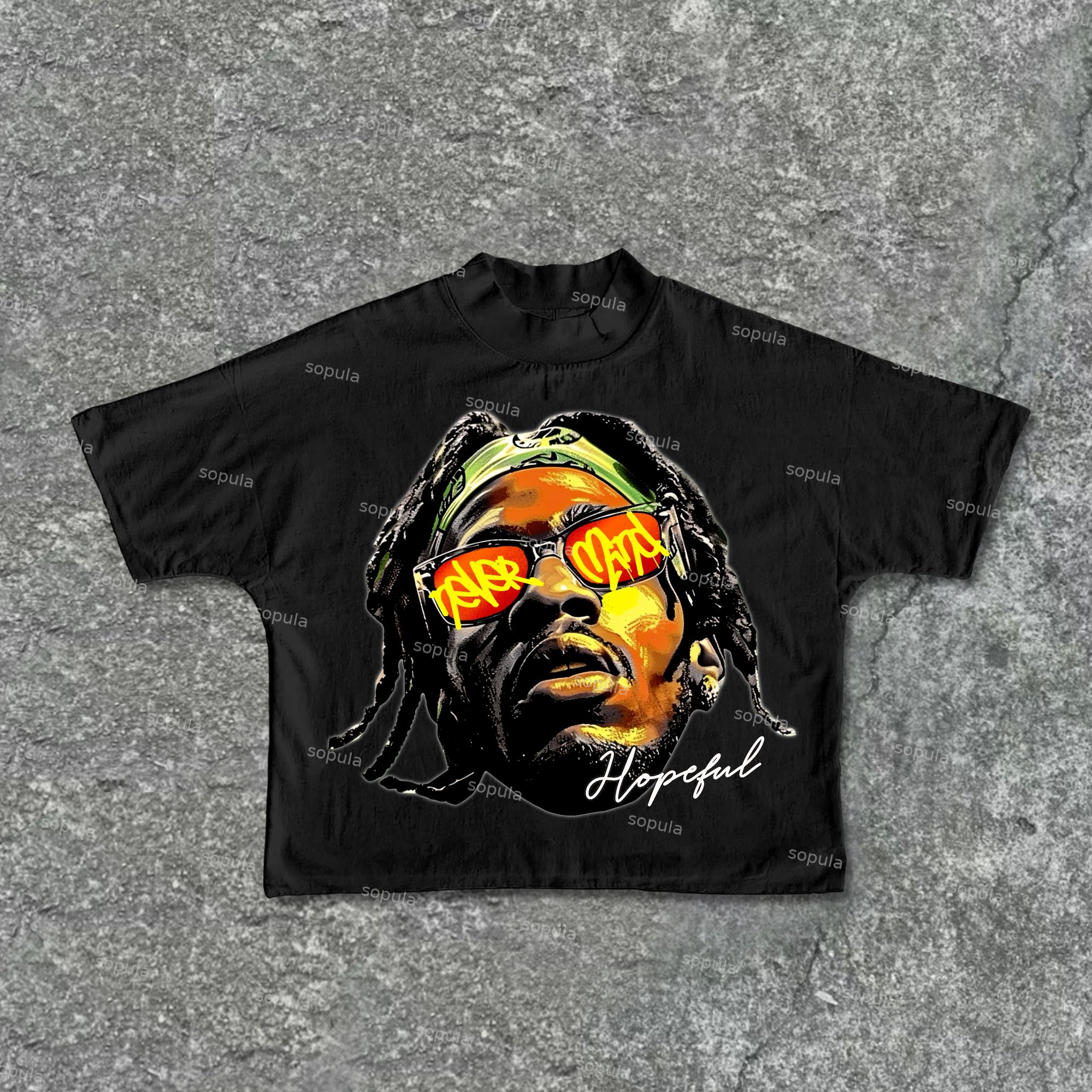 Sopula Don't Mind Street Fashion Color Male Head Graphics Cotton Cropped T-Shirts