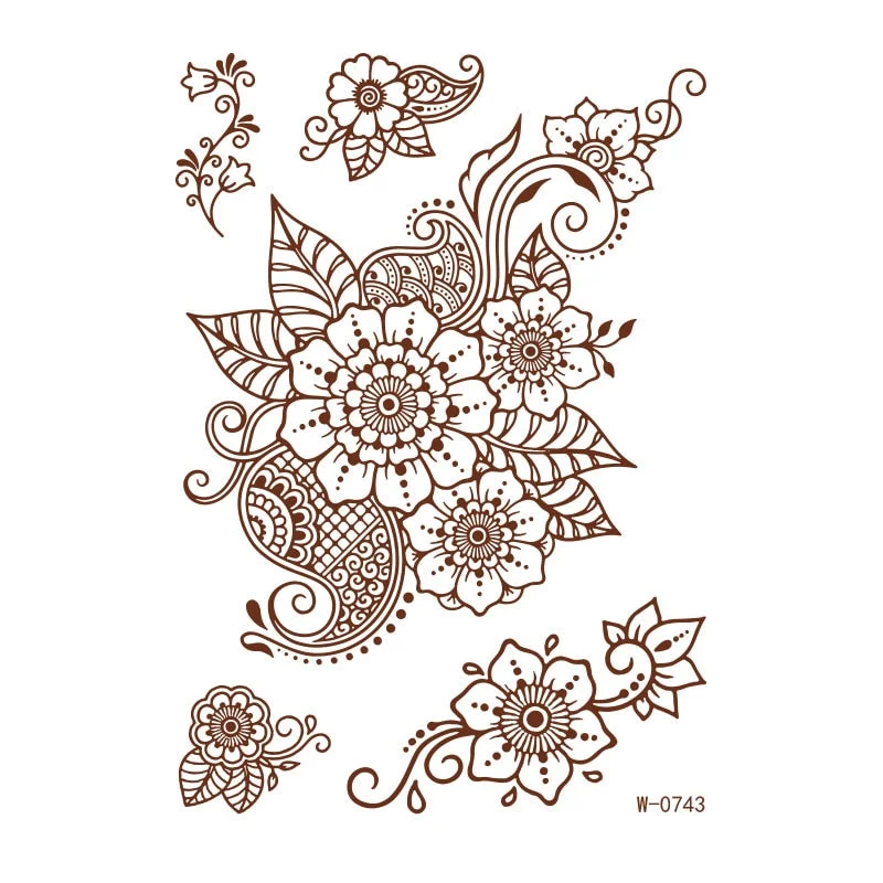 Waterproof Temporary Tattoo Sticker Chest Lace Henna Mandala wedding Flash Tattoos Flower Body Art Arm Fake Tatoo Women Men
