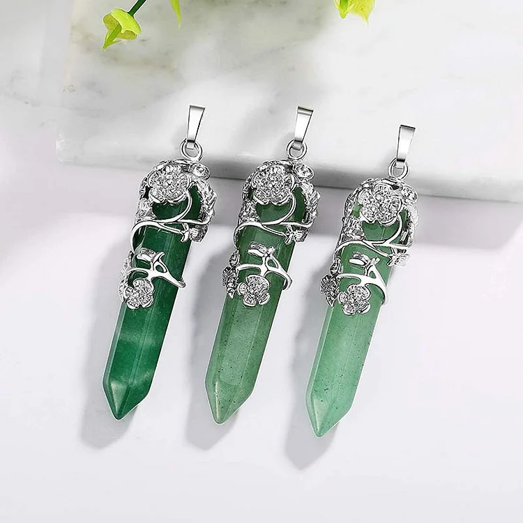 Olivenorma Natural Crystal Hexagonal Column Necklace