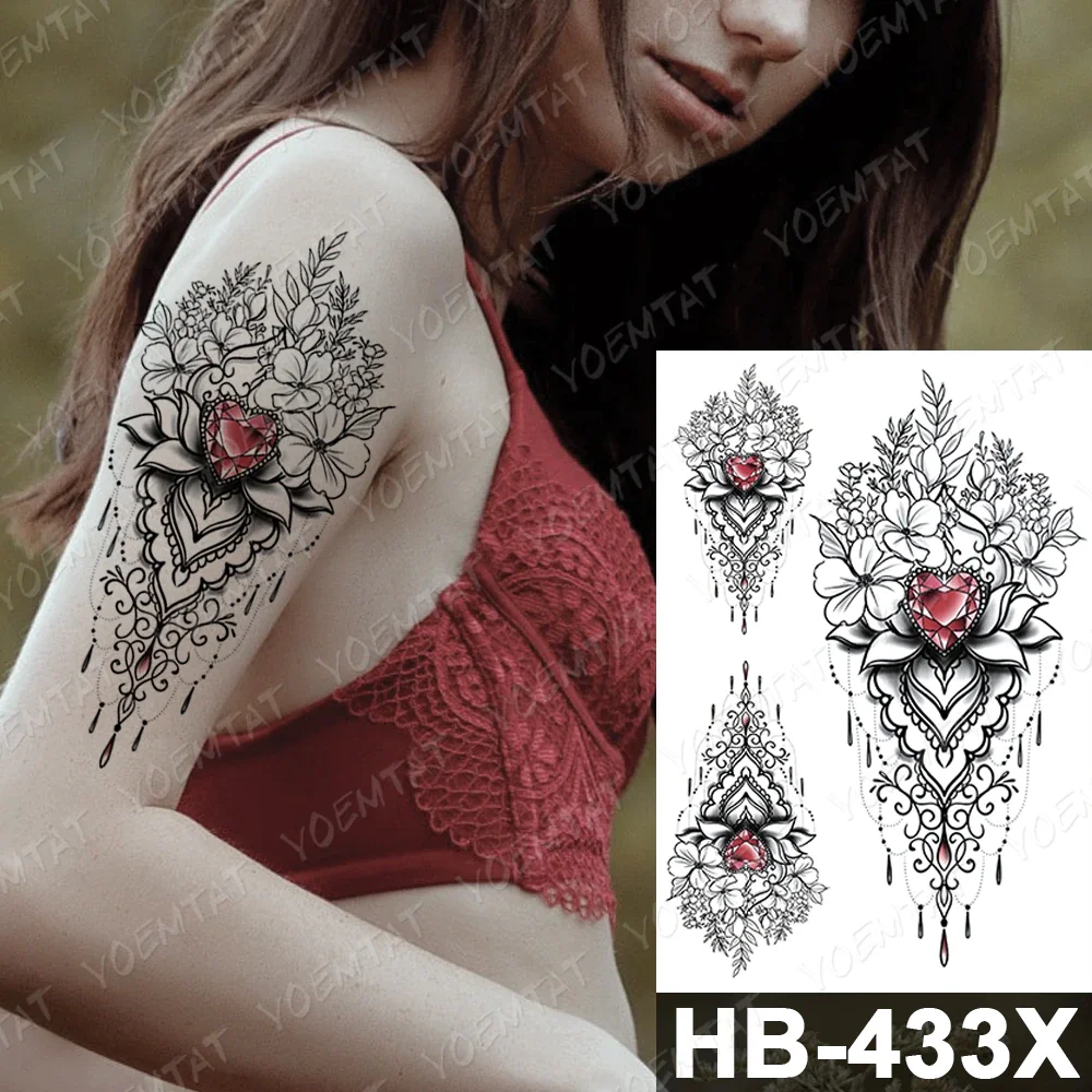 Sdrawing Temporary Tattoo Sticker Henna Mehndi Totem Flash Tatto Lotus Flower Hand Fingers Body Art Arm Fake Tatoo Men Women
