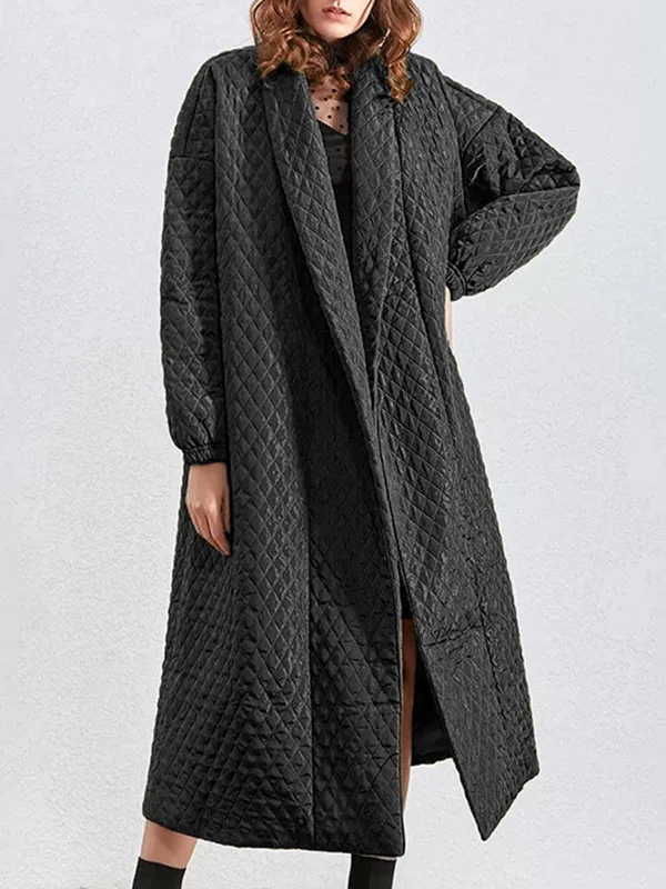 Casual Roomy Long Sleeves Keep Warm Plaid Padded Coat