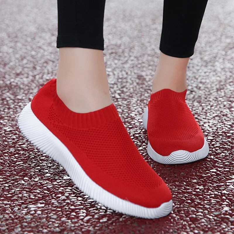 Plus Size 43 Breathable Mesh Platform Sneakers Women Slip on Soft Ladies Casual Running Shoes Woman Knit Sock Shoes Flats