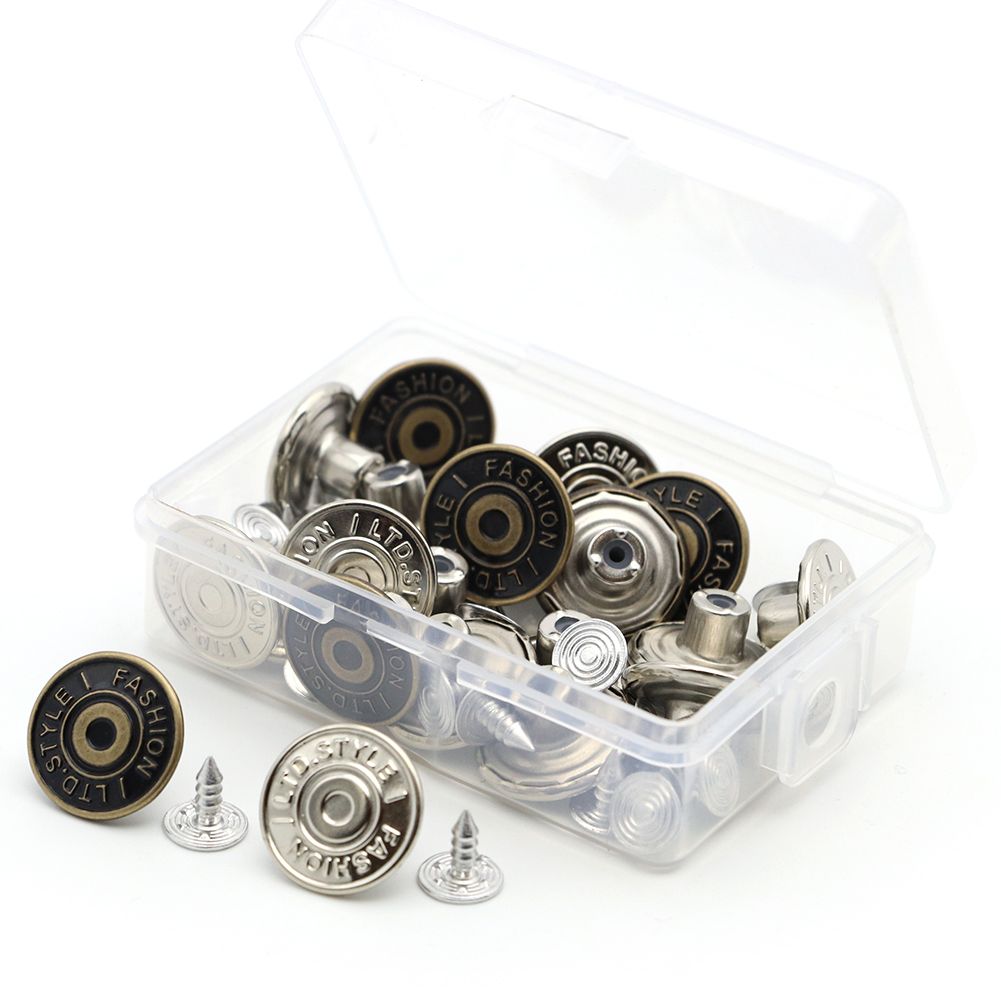 

20pcs Button for Jeans, 17mm No Sewing Metal Jean Denim Snap Fasteners Kit, 501 Original