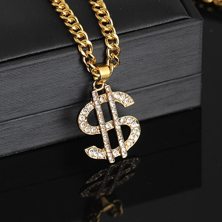 US Dollar Pendant Necklace Hiphop Jewelry Money