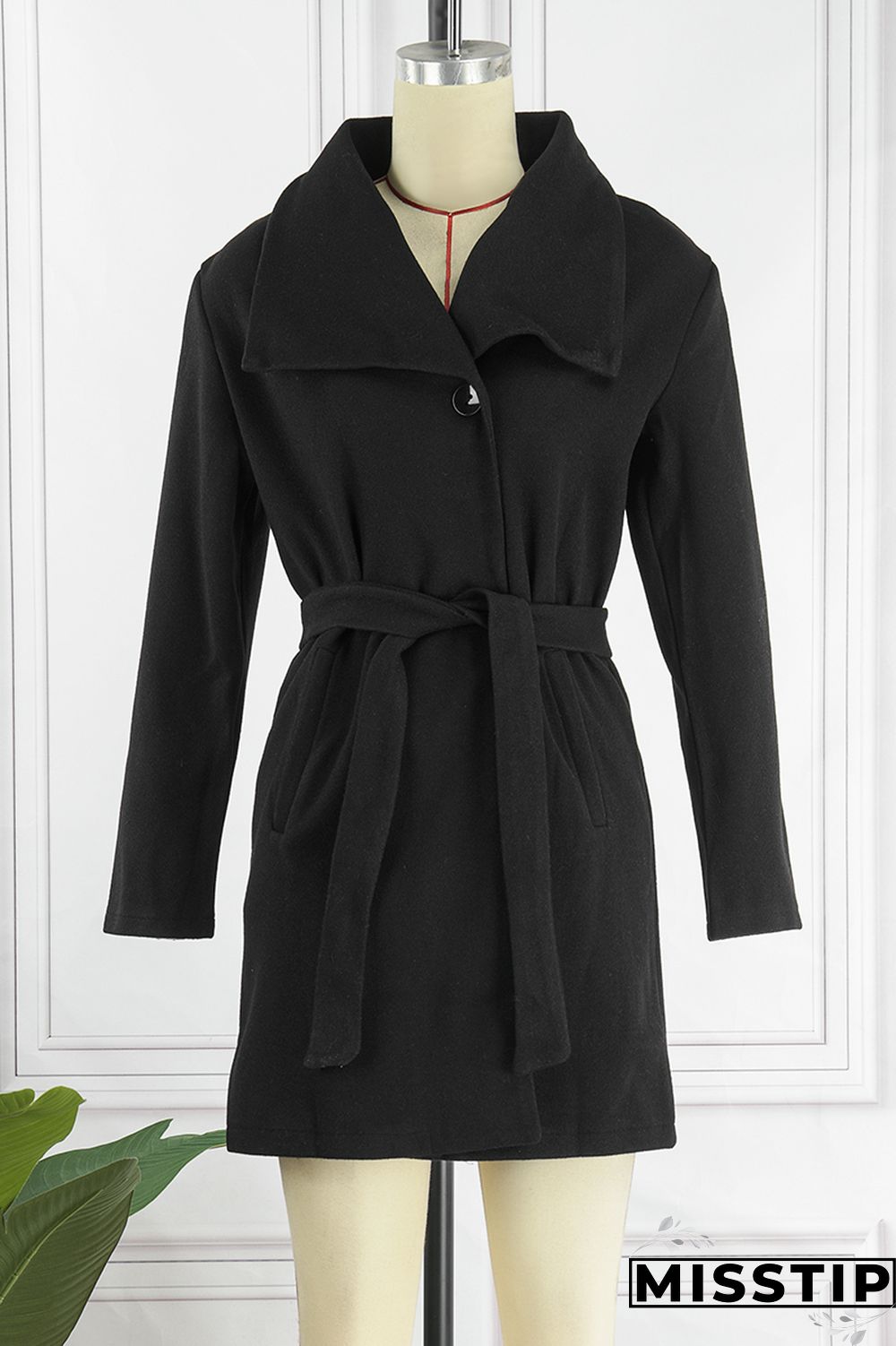 Black Casual Solid Patchwork Turndown Collar Outerwear