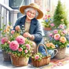 Diamond Painting-DIY Full Round Drill Garden Old Lady