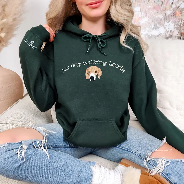This Is My Dog Walking Hoodie Sweatshirt T-shirt, Custom Pet Portrait Embroidered Sweatshirt Hoodie