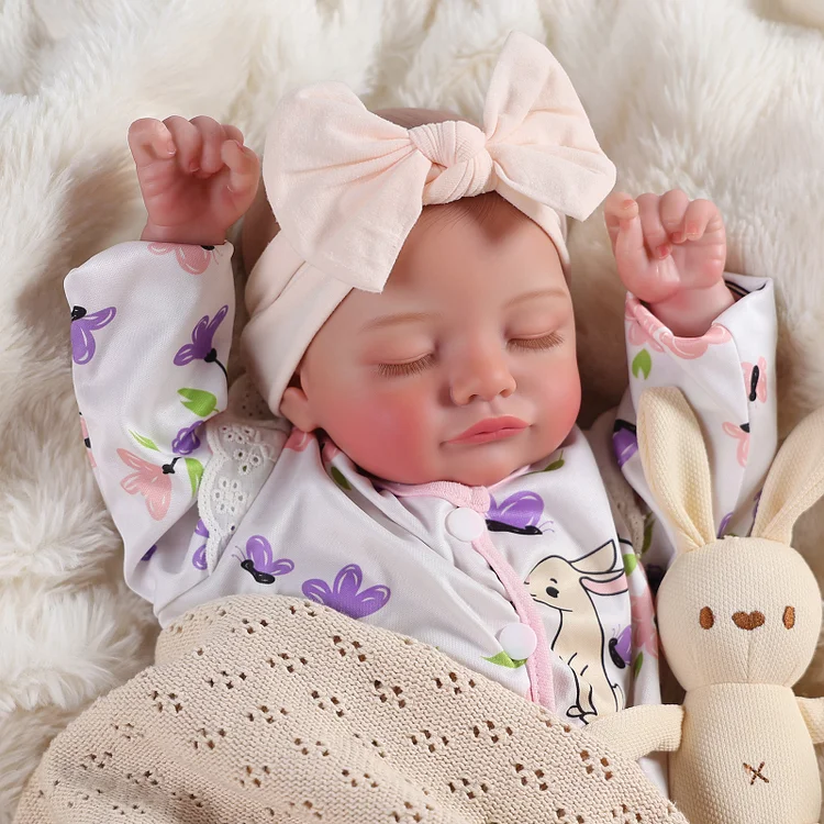 Babeside Macy 20" Realistic Sleeping Reborn Baby Doll &ndash; Soft Vinyl Newborn Girl with Floral Outfit, Perfect Gift for Kids & Loved Ones