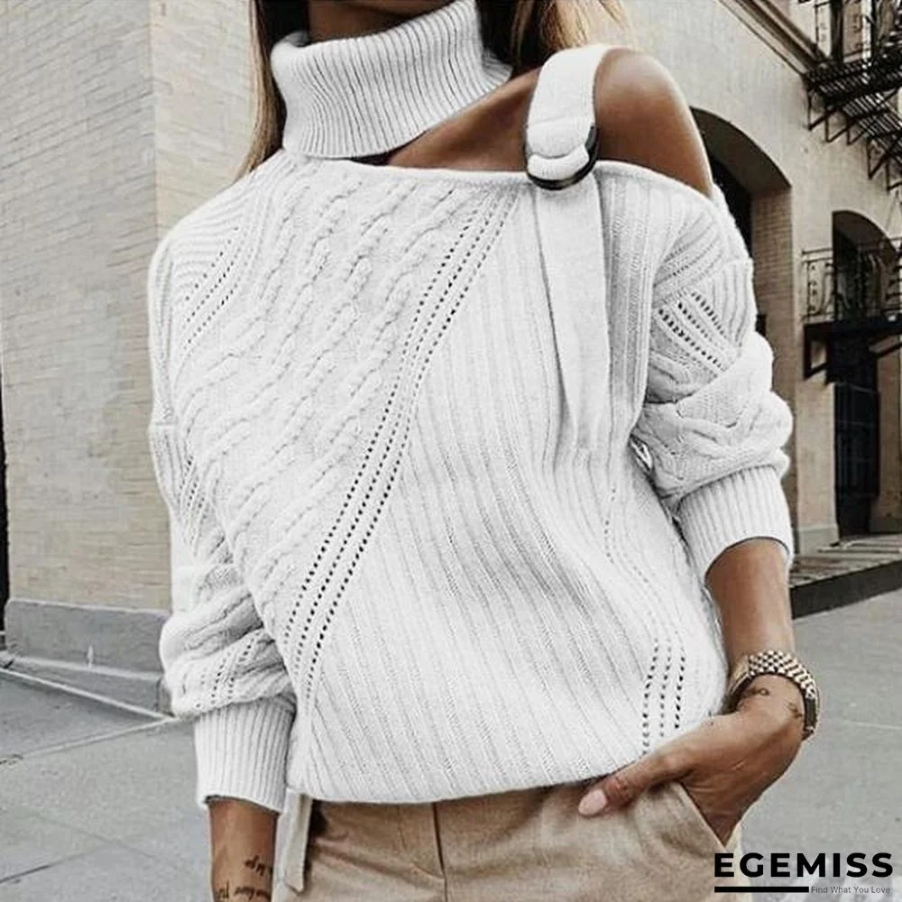 Single Shoulder Collar Casual Sweater | EGEMISS