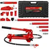 4 Ton Porta Power Kit,16-Pcs Portable Hydraulic Multifunctional Jack with Oil Hose,Auto Body Frame Repair Kit with Storage Case,Hydraulic Ram for Car Truck Repair, 8000 Lbs Capacity, Red (4 Ton)