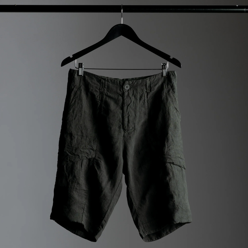 Men's Classic Dark Green Linen Bermuda Shorts