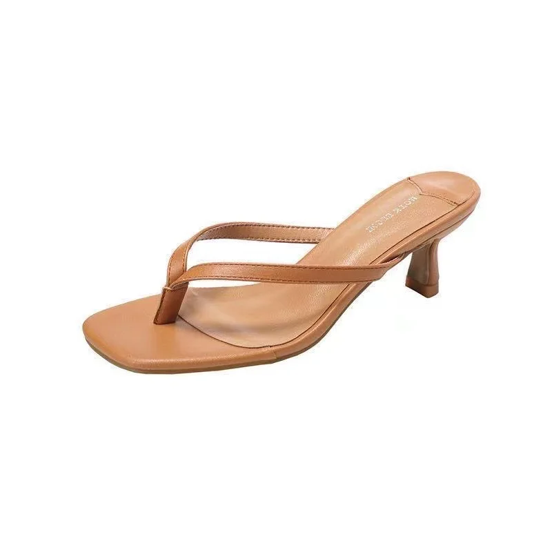 Breakj Breakj Clip Toe Sandals Women Flip-Flops High Heel Pins Outside Wearing Fashion Slippers Outside The Cool Drag Summer