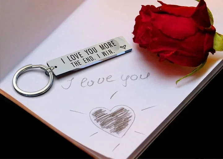 I Love You More The End I Win Funny Keychain for Couple