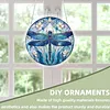 (18.5cm)DIY Acrylic Jigsaw Puzzle Window Hanging with Hanging Chain DIY Stained Glass Decoration Round Window Puzzle Decor for DIY Craft Project (Dragonfly)