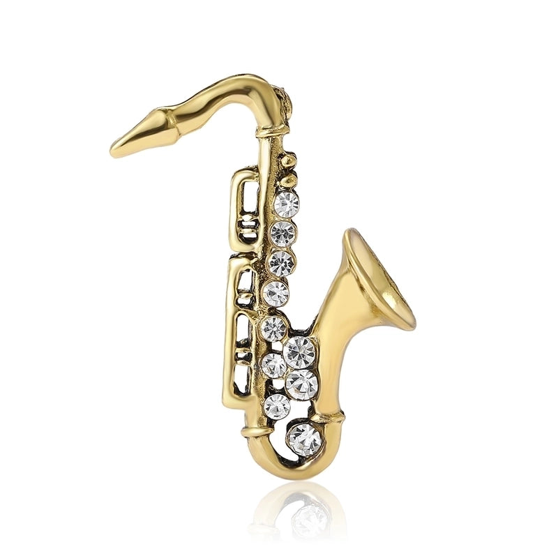 IG Style Pin Saxophone Alloy Inlay Rhinestones Unisex Brooches