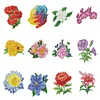 12pcs Flower DIY Mini Round Diamond Painting Set Decor No Frame 15x18cm