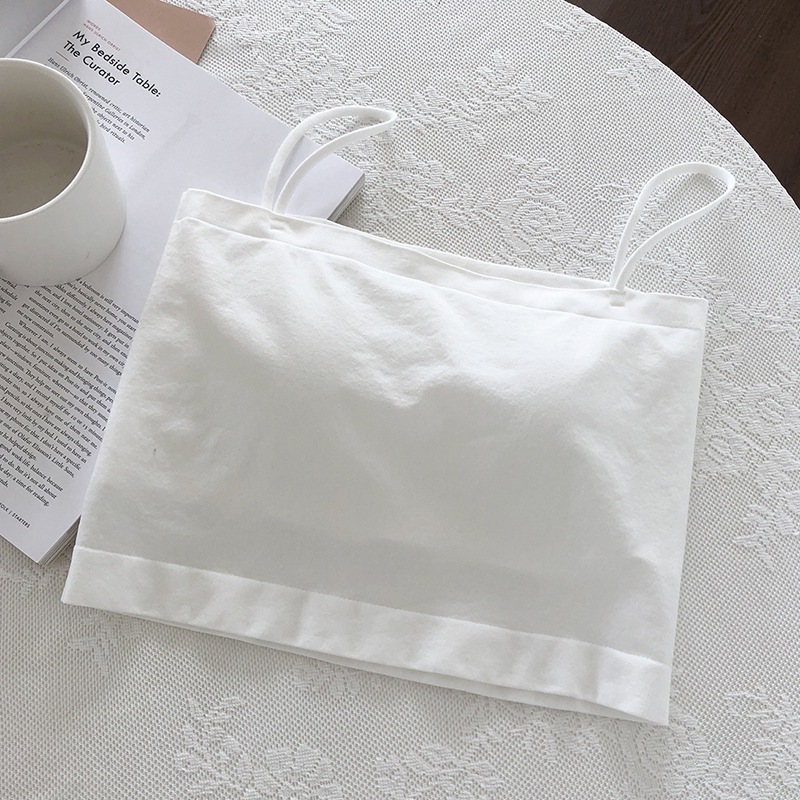 2024 Summer Elegant and Fashionable Korean Edition Solid Color Beautiful Strap Chest Cushion Inner Bra Strap Tank Top