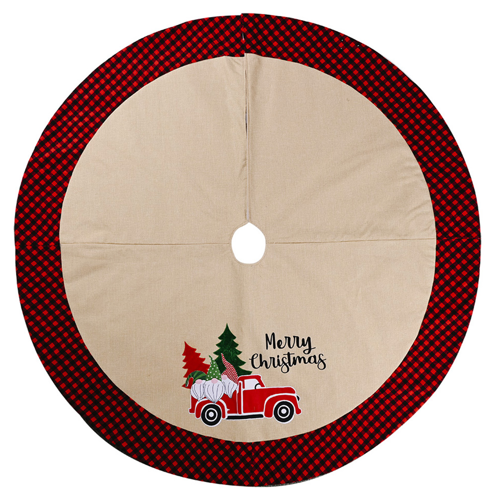 

Plaid Christmas Tree Skirt Round Carpet Home Floor Mat Festival Decoration, 501 Original