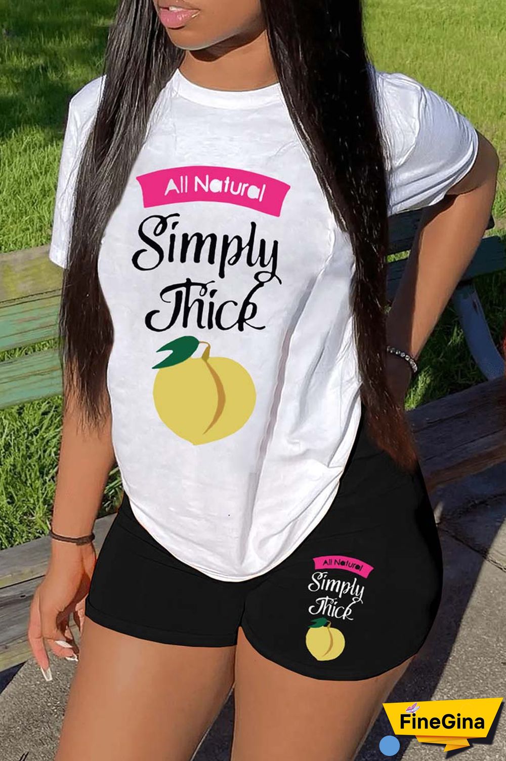 Blue Red Casual Print Basic O Neck Short Sleeve Two Pieces