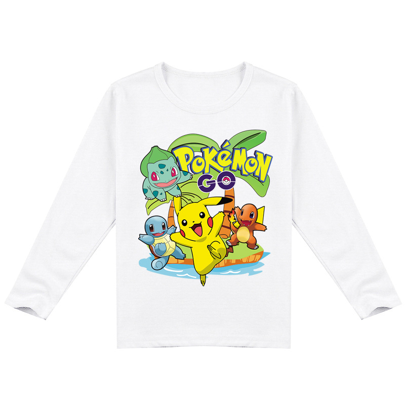 Mayoulove Pikachu Kids Long Sleeve T-Shirt - Cute and Comfy Pokemon Print for Boys and Girls - Perfect for Casual Wear and Playtime - Ideal for Fans of the Iconic Anime Character - Unisex Design for Toddlers and Children-Mayoulove