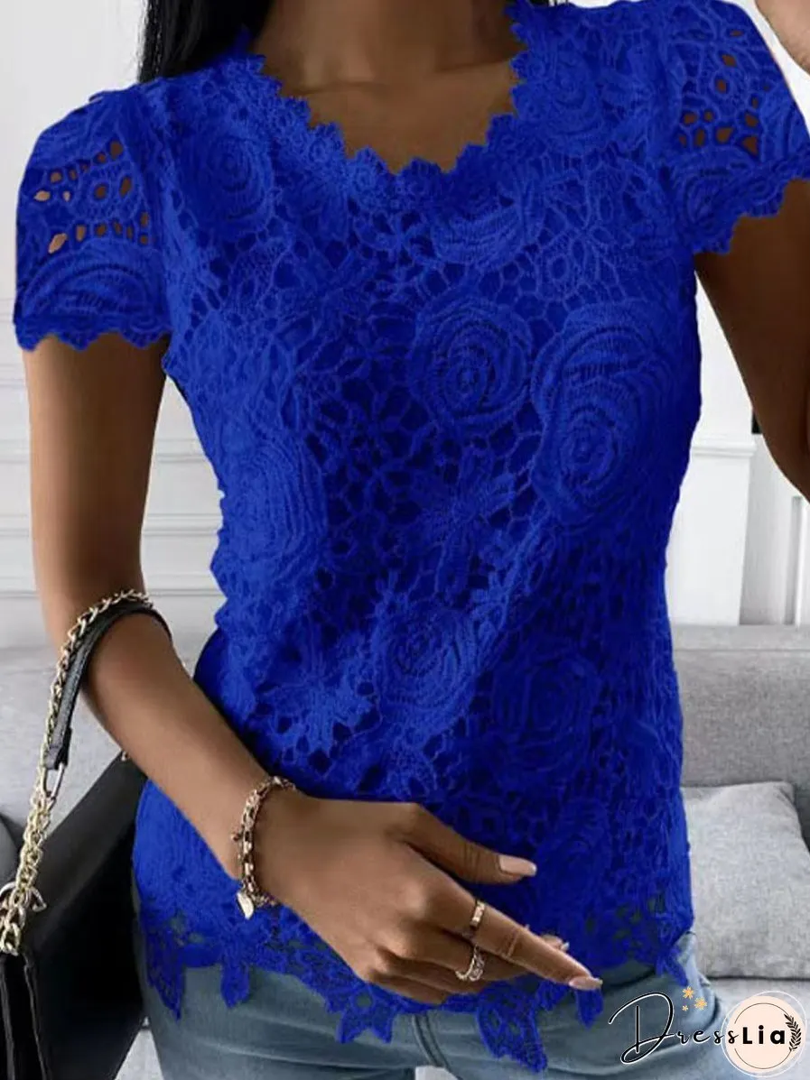 Crew Neck Lace T-Shirt