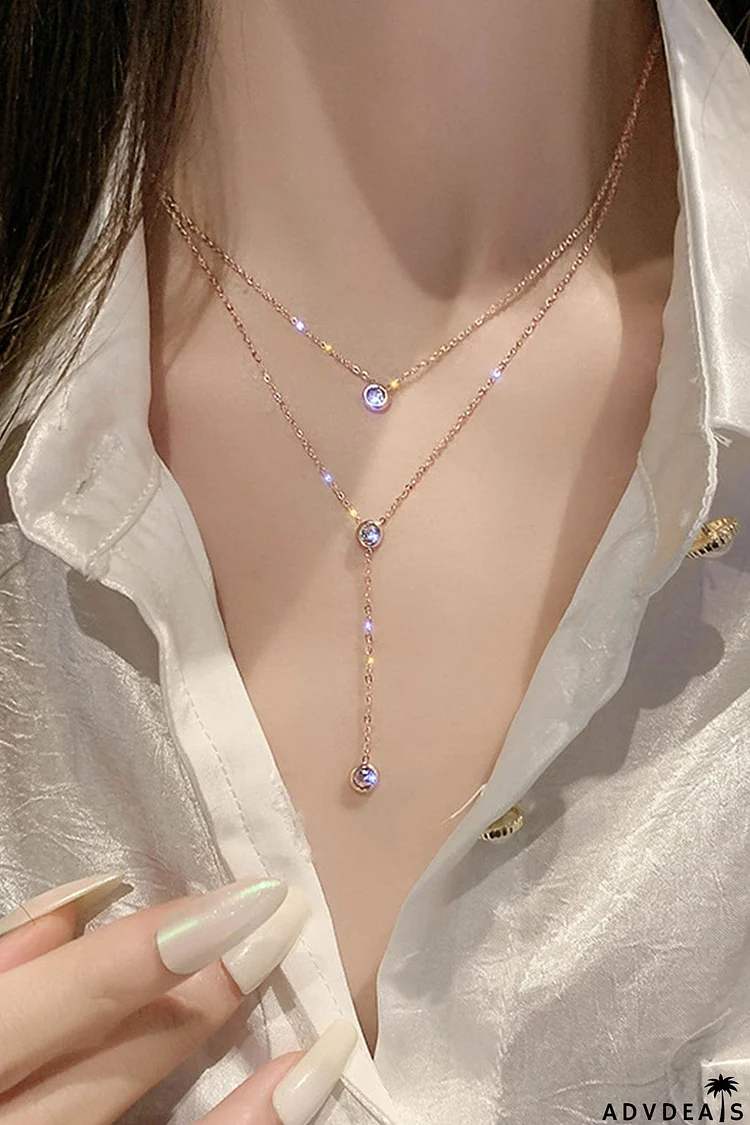 Double Layered Sparkling Pendant Necklace