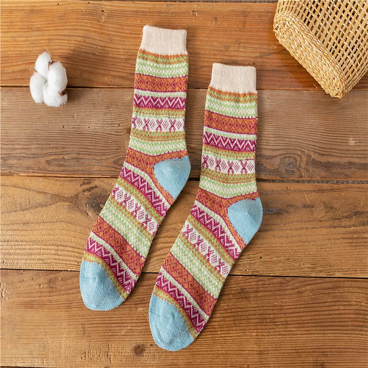 Retro Rabbit Wool Ethnic Style Mid Tube Socks